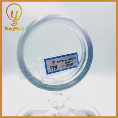 Yingmart 54mm PNJ Certified Natural Color Grey White Natural Jadeite Jade Bangle Bracelet, Real Gemstone, Gift for Her Mom Grandma Sister