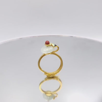 Yingmart RSJ004 Gold Plated Silver Cloud Marble Ring,gemstone, jewelrydesigner,green jade, gemstone lover, gemstone jewellery