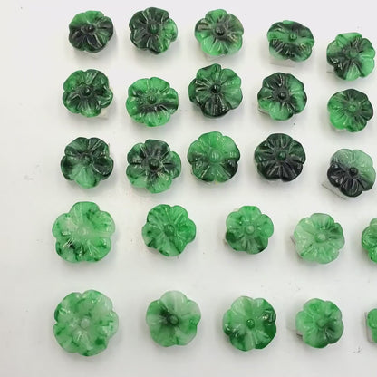 Yingmart Pairs of Green natural Jade stone Charm Caved Apricot Blossom Face Ring, Earring Pendant Necklace, Decoration, Good Luck Pendant