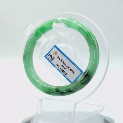 Jade Jadeite Bangle 51mm PNJ168883 | Yingmart Natural Color Light To Medium Green, Black Spots Jade Bracelet for Men, Mother, Grandma,Sister