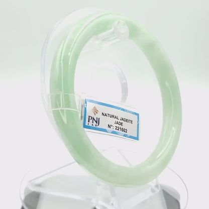 YingCollection 67mm PNJ Certified Natural Color Green With Black Brown Spot Jadeite Jade Bangle Bracelet, Real Gemstone, Jewelry