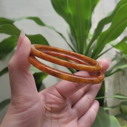 High Quality 48–72mm Jadeite Jade Yellow Green Black Brown Spot Bangle Bracelets Gift for Her Mom Grandma Feng Shui Personalized Jewelry