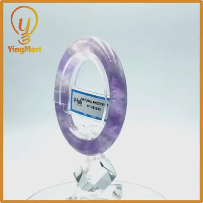 Yingmart  52mm PNJ Certified Natural Color Purple, Grey White Natural Amethyst Bangle Bracelet, Real Gemstone, Gift for Her Mom Grandma