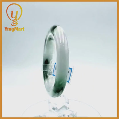 Yingmart  57mm PNJ Certified Natural Color Green White To Green Natural Jadeite Jade Bangle Bracelet, Real Gemstone, Gift for Her Mom