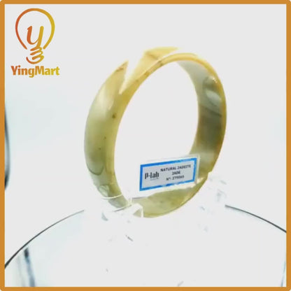 Yingmart 72mm PNJ Certified Natural Color Yellowish Brown Natural Jadeite Jade Bangle Bracelet, Real Gemstone, Gift for Her Mom Grandma
