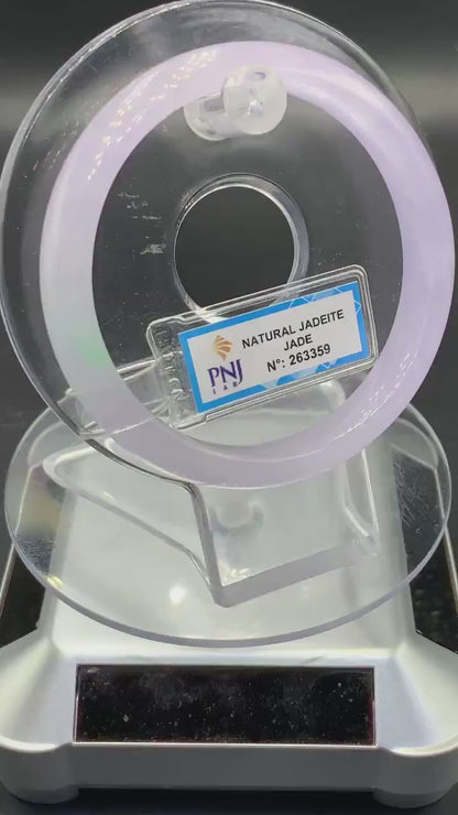 YingCollection 58mm PNJ263359 Certified Natural Green White, Purplish White Jadeite Jade Bangle Bracelet, Real Gemstone, Jewelry