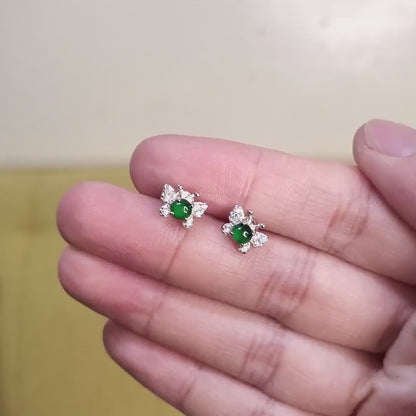 Yingmart Certified Genuine Icy Green Burmese Type A Jadeite Jade Gemstone Earrings Made With 925 Sterling Silver earrings, Gift for Women