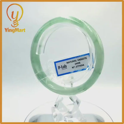 Certified 58mm PNJ277594 Real Jade Bangle | Natural Color Green White to Greyish Green, Grey White Jadeite Bracelet for Men, Women, Grandma