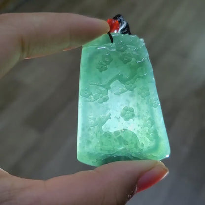 Yingmart A Deer grazing in the Landscape Pendant 100%  Genuine Jadeite Real Jade Type A Grade A Hand Carved