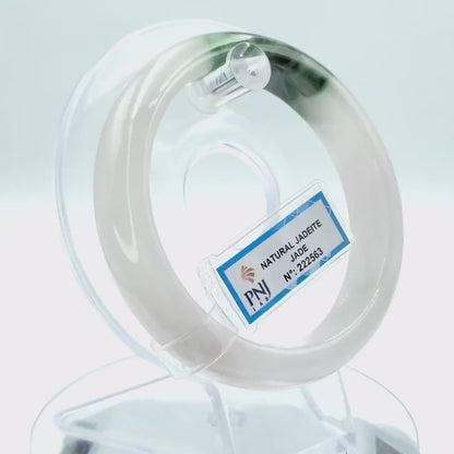 YingCollection 59mm PNJ222563 Certified Natural Color Green With Black Brown Spot Jadeite Jade Bangle Bracelet, Real Gemstone, Jewelry