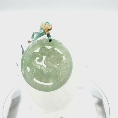 Natural Burmese Jadeite A Jade Pendant Horse Grade A Jadeite Hand Carved Protection, Good Luck