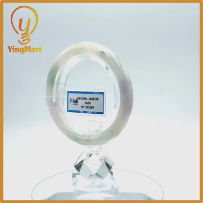 Yingmart  52mm PNJ Certified Natural Color Grey White Natural Jadeite Jade Bangle Bracelet, Real Gemstone, Gift for Her Mom Grandma Sister